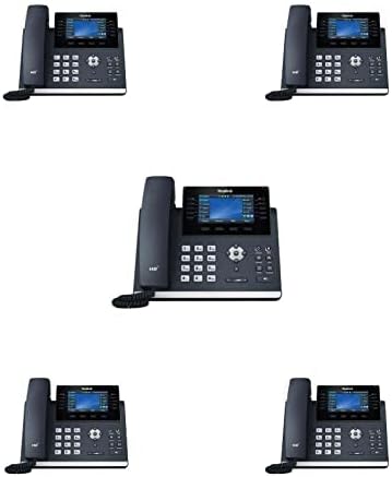 Yealink SIP-T46U IP Phone [5 חבילה] 16 חשבונות VoIP. תצוגת צבע 4.3 אינץ '. USB 2.0 כפול, Gigabit